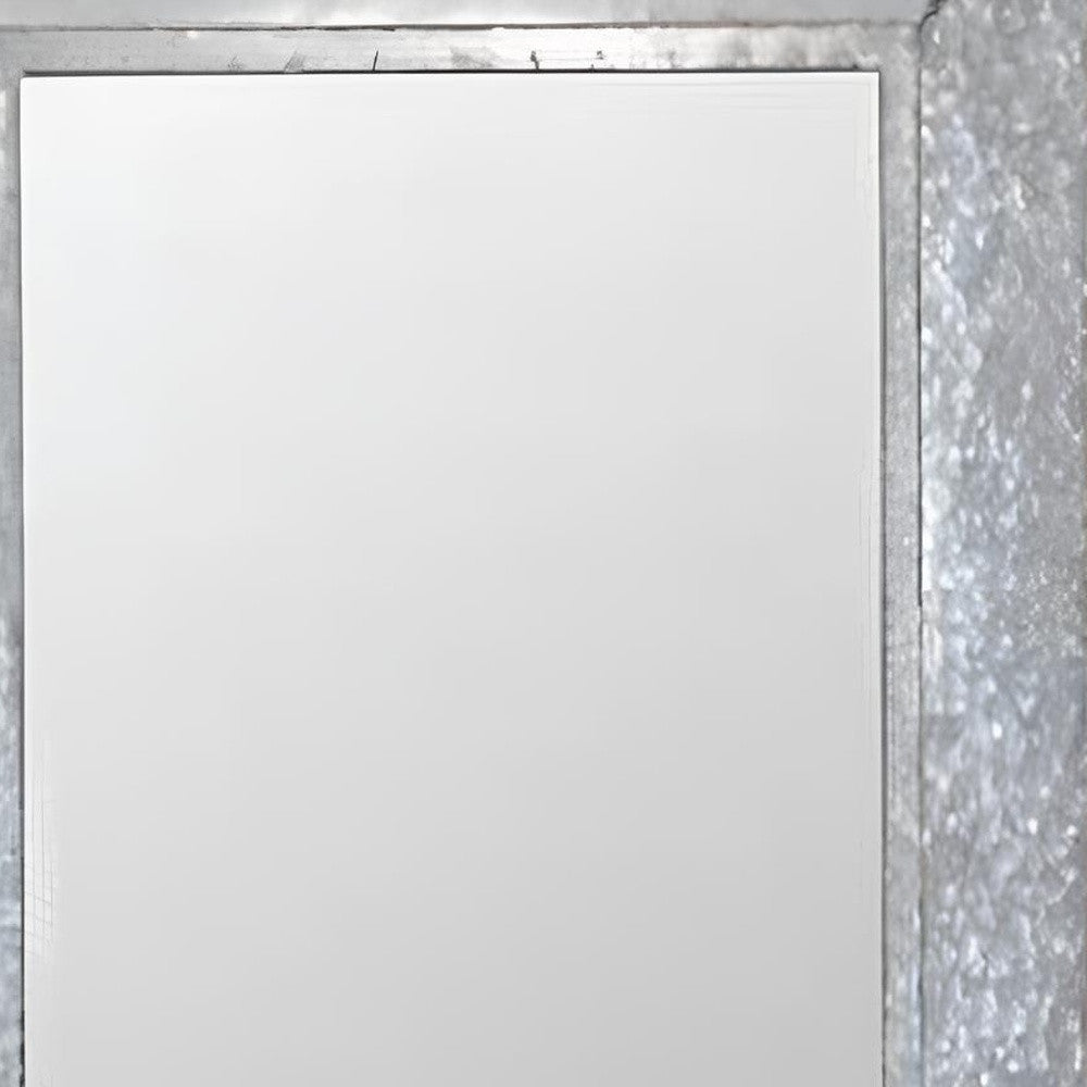 84" Gray And Brown Galvanized Metal and Wood Framed Leaning Accent Mirror