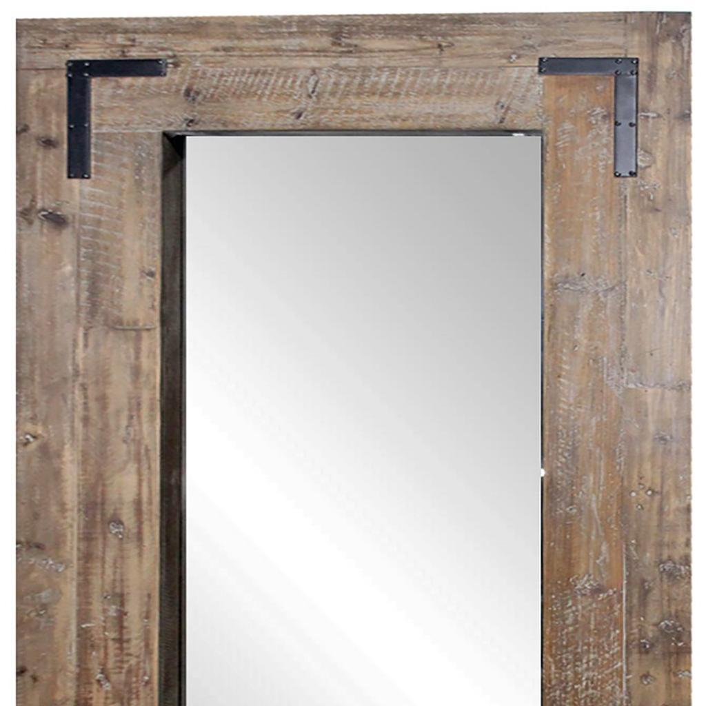 75" Brown Wood Framed Leaning Accent Mirror