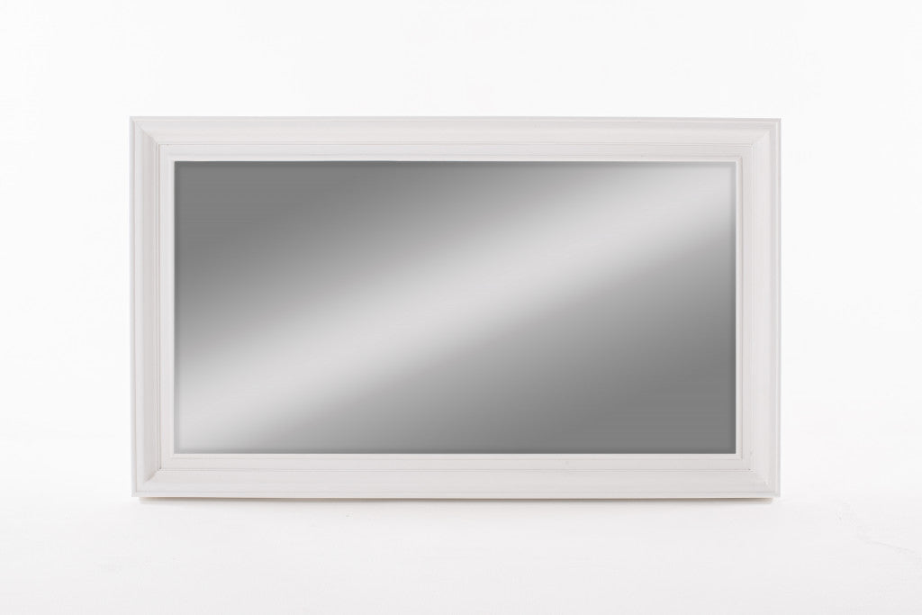 28" White Solid Wood Framed Full Length Hanging Mirror