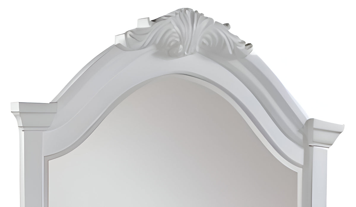 43" White Solid Wood Crowned Top Dresser Mount Framed Mirror