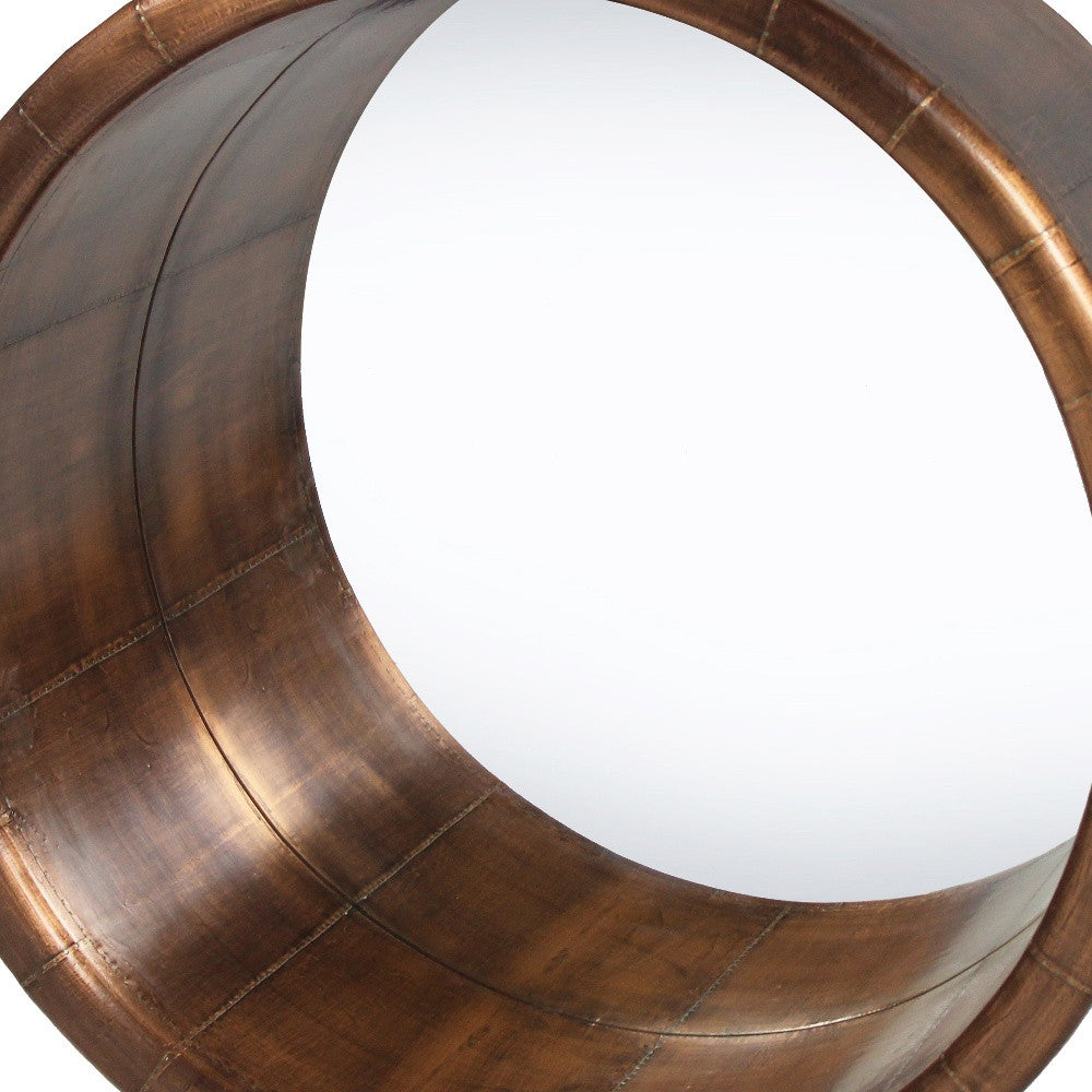 21" Copper Round Metal Framed Accent Mirror