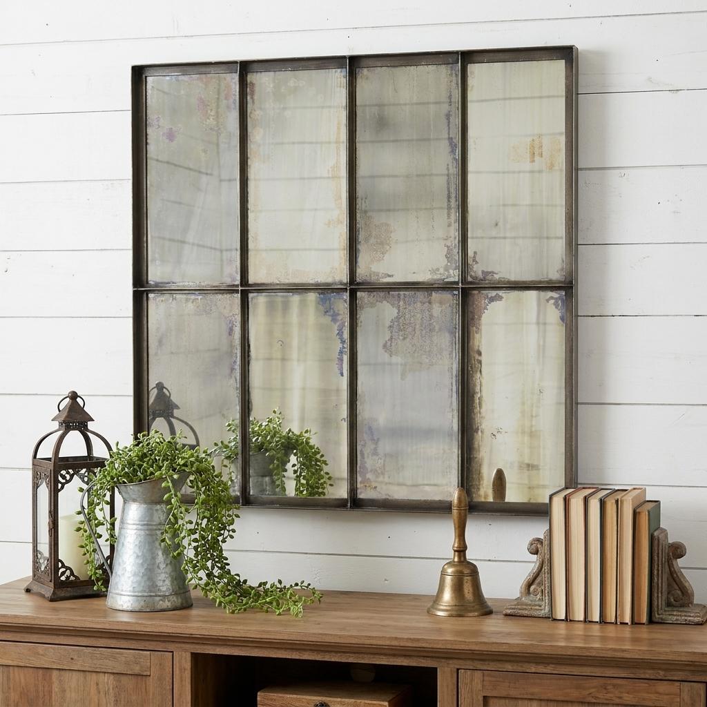 40" Black Square Metal Framed Accent Mirror