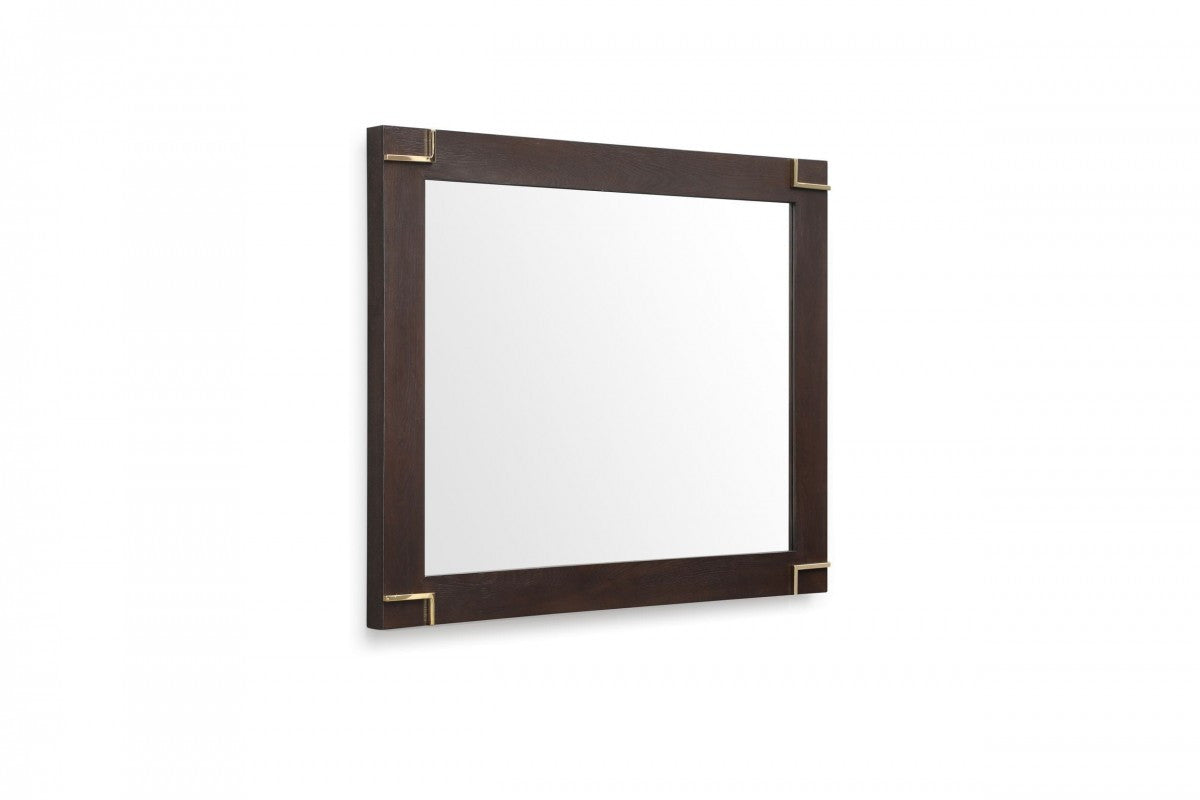 33" Brown and Gold Wood Framed Accent Mirror