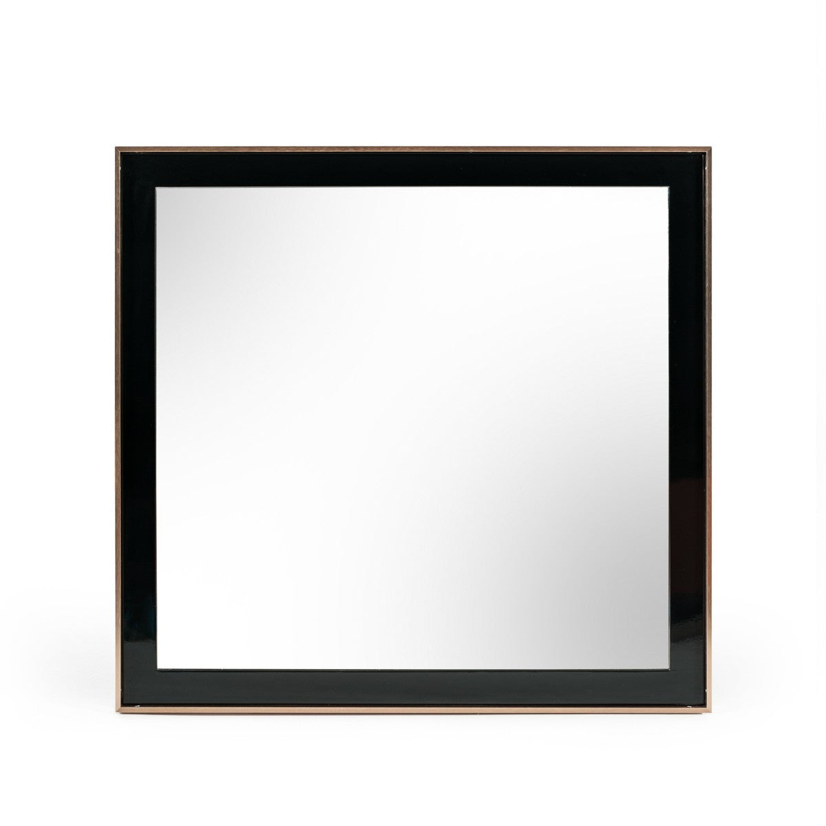 39" Rose Gold and Black Wood and Metal Framed Accent Mirror