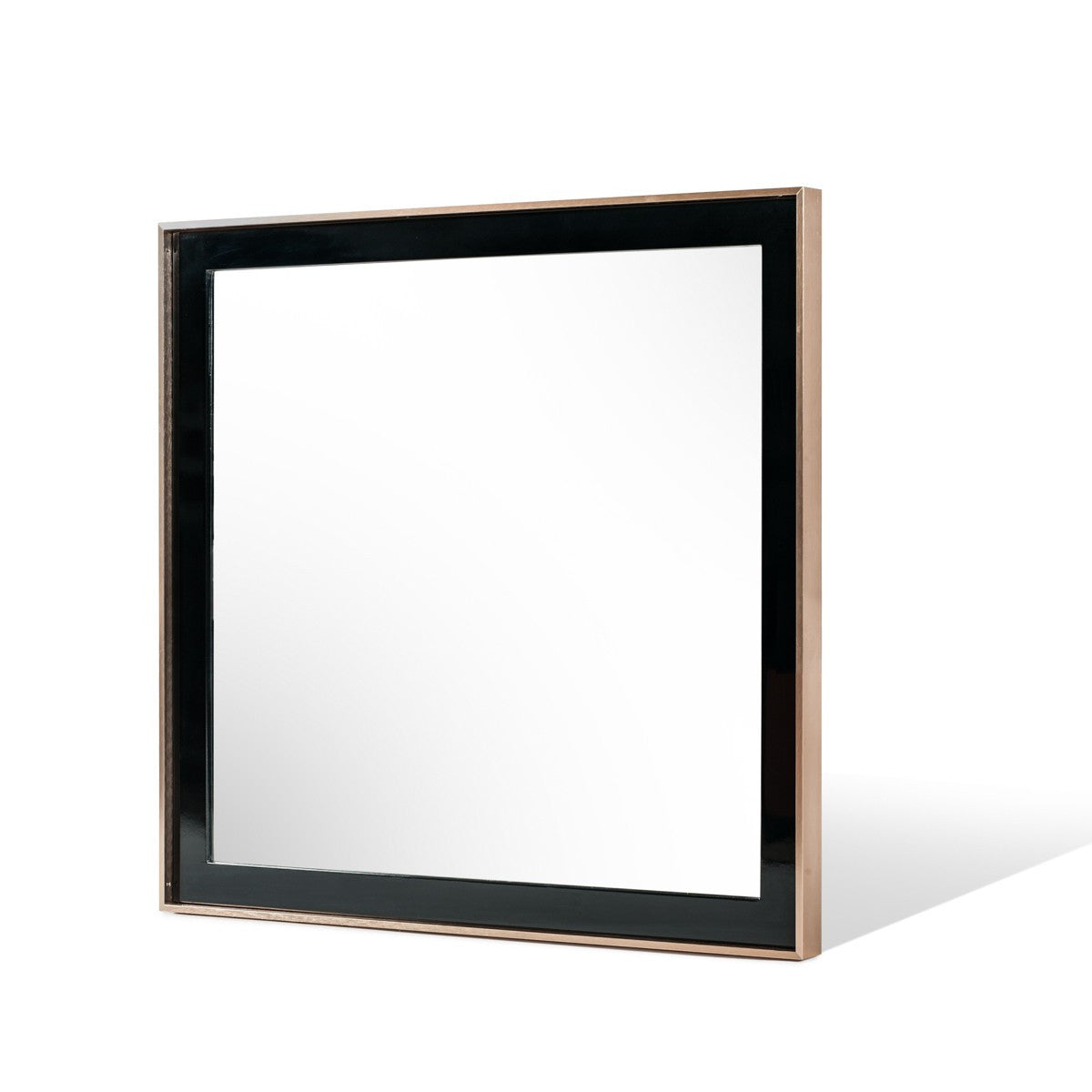 39" Rose Gold and Black Wood and Metal Framed Accent Mirror
