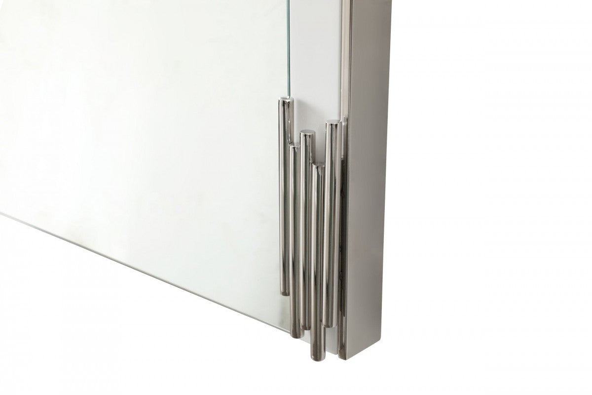 43" White Steel Framed Accent Mirror