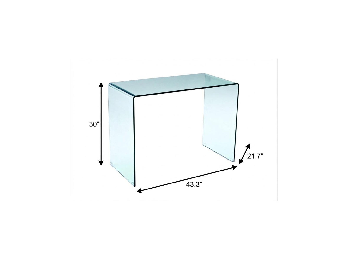 43" Clear Glass Computer Desk