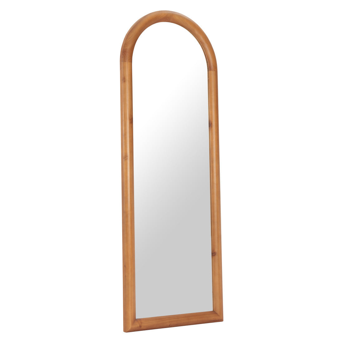 66" Natural Solid Wood Arch Framed Full Length Mirror