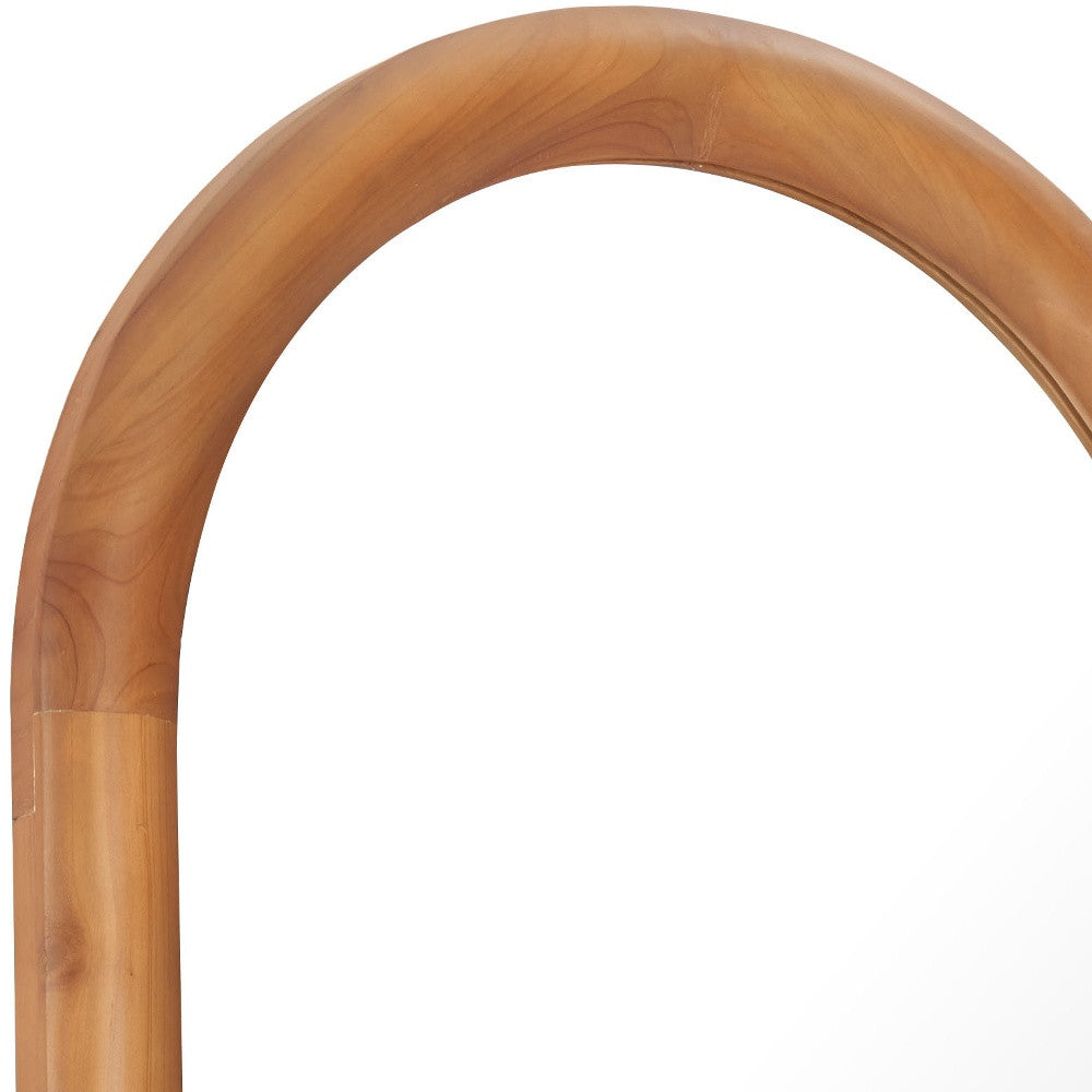 66" Natural Solid Wood Arch Framed Full Length Mirror