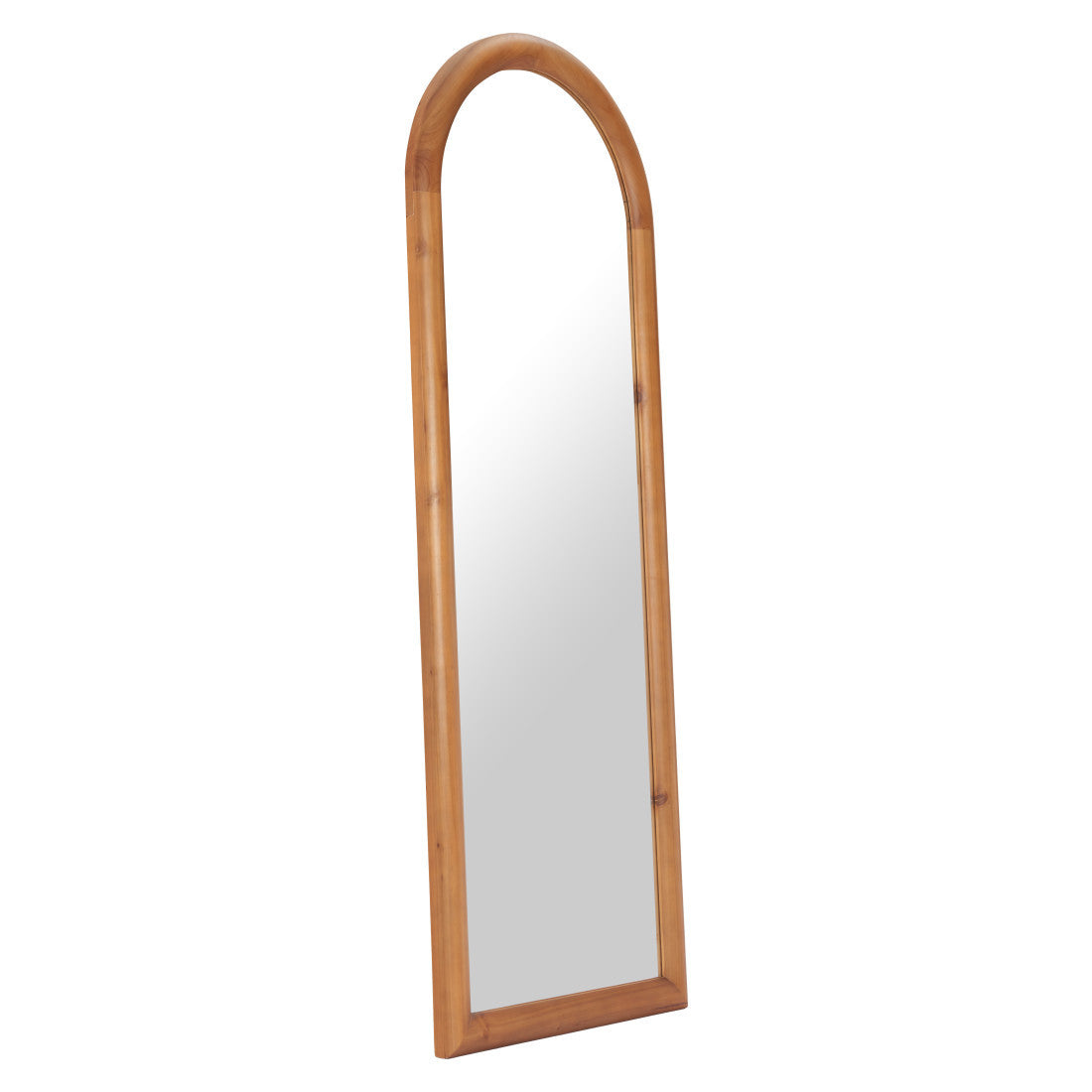 66" Natural Solid Wood Arch Framed Full Length Mirror