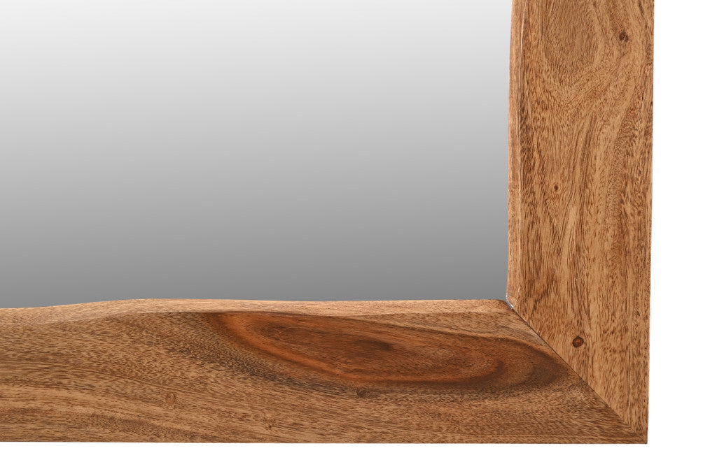 44" Brown Solid Wood Live Edge Framed Accent Mirror