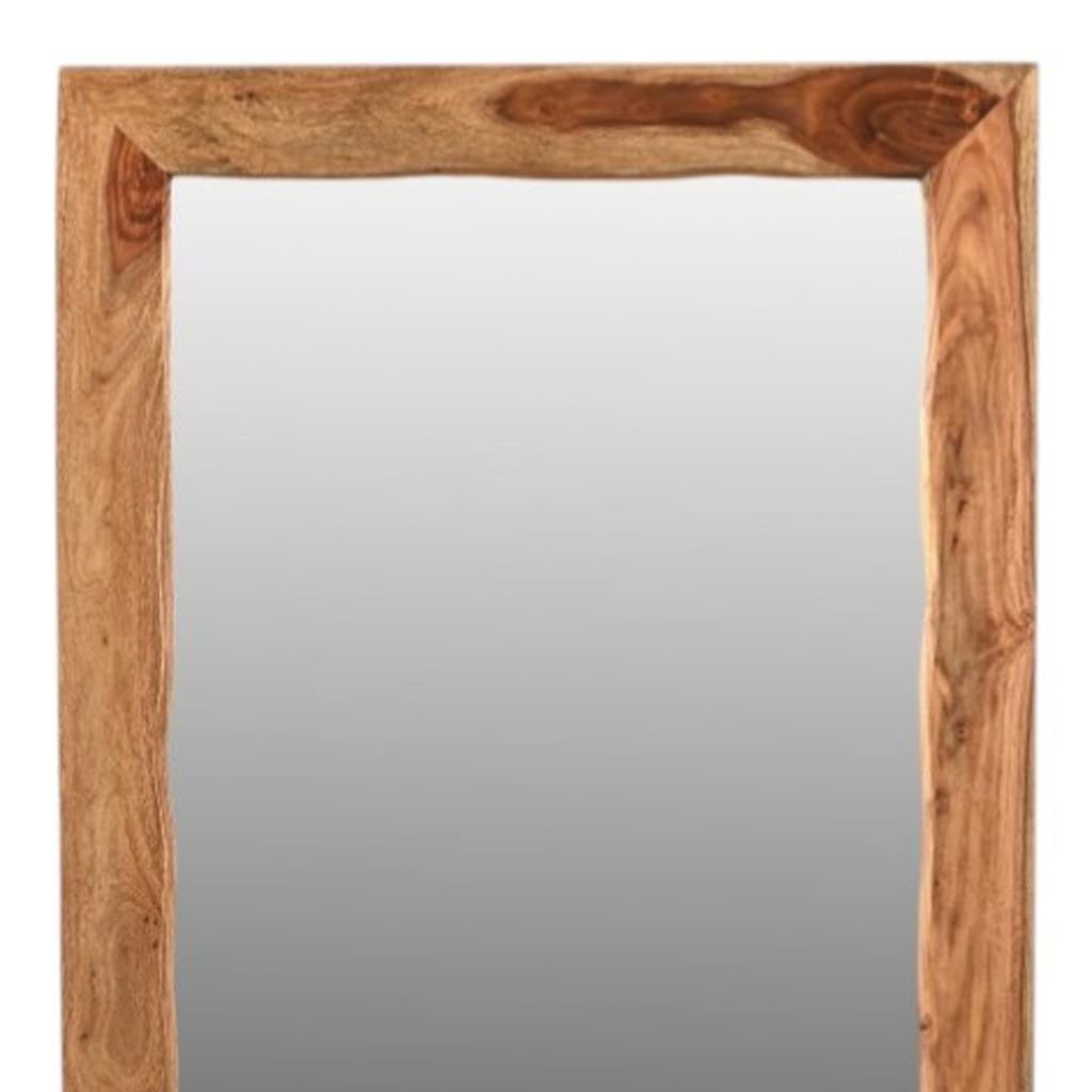 44" Brown Solid Wood Live Edge Framed Accent Mirror