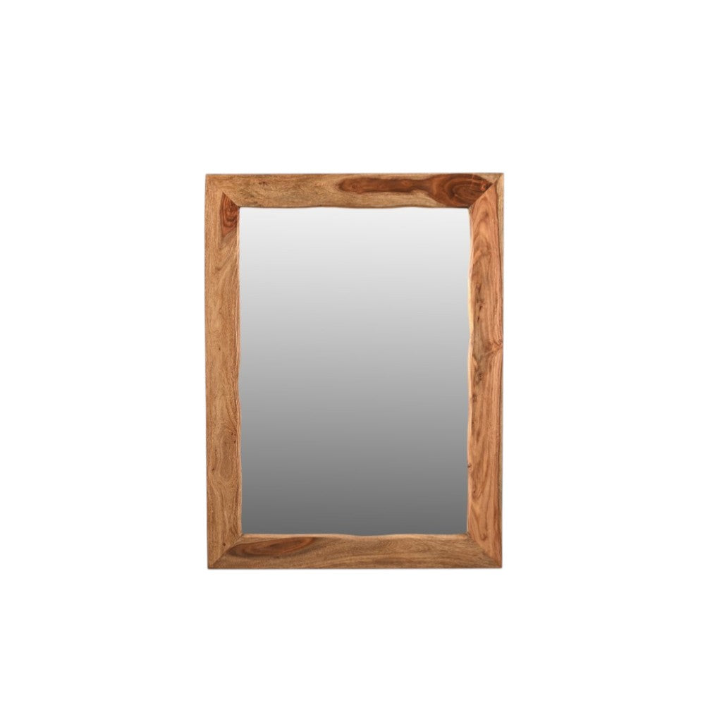 44" Brown Solid Wood Live Edge Framed Accent Mirror