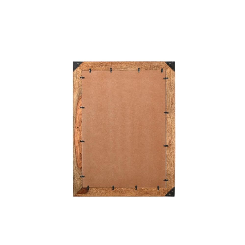 44" Brown Solid Wood Live Edge Framed Accent Mirror