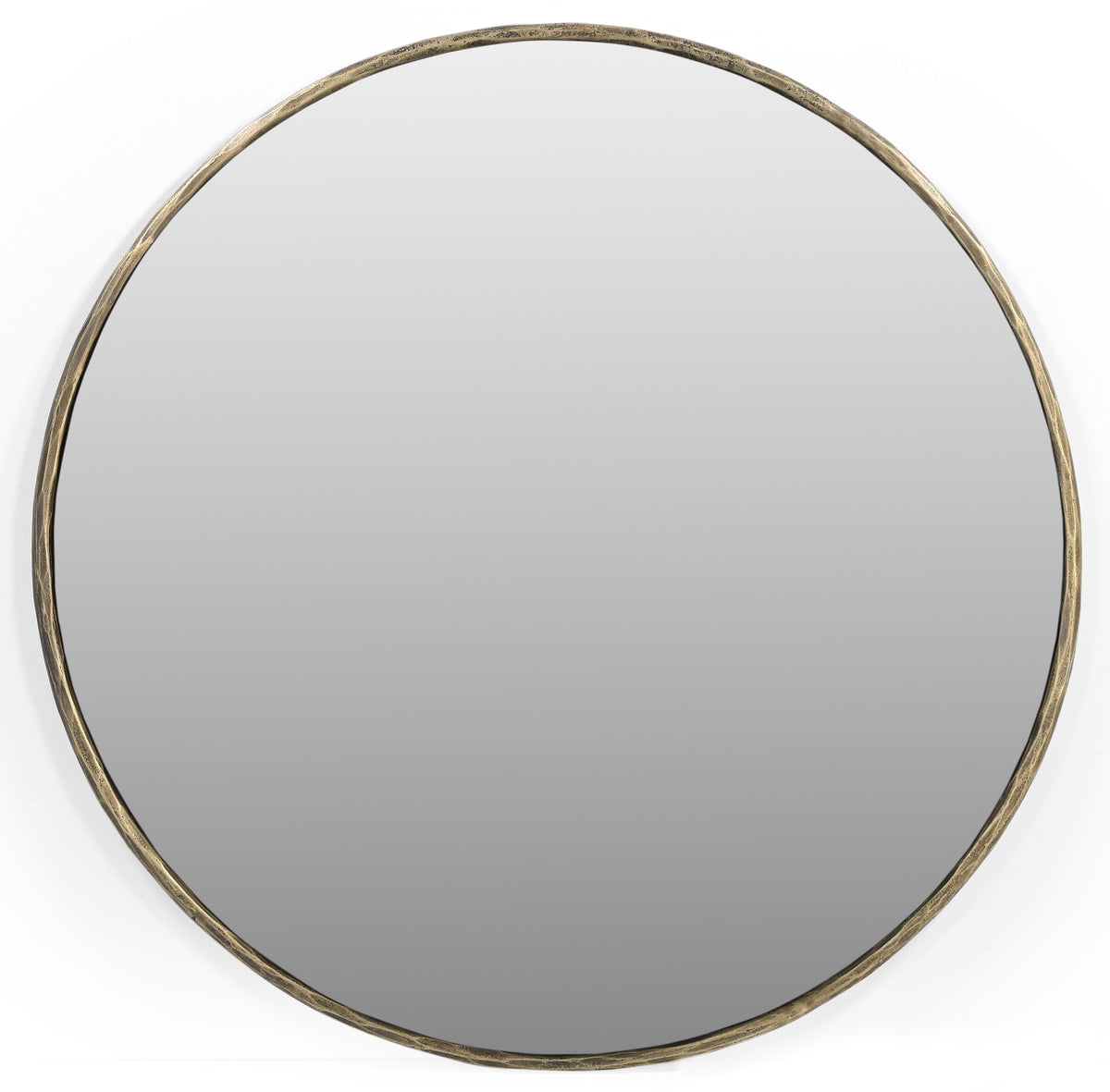 36" Antiqued Brass Iron Round Framed Accent Mirror