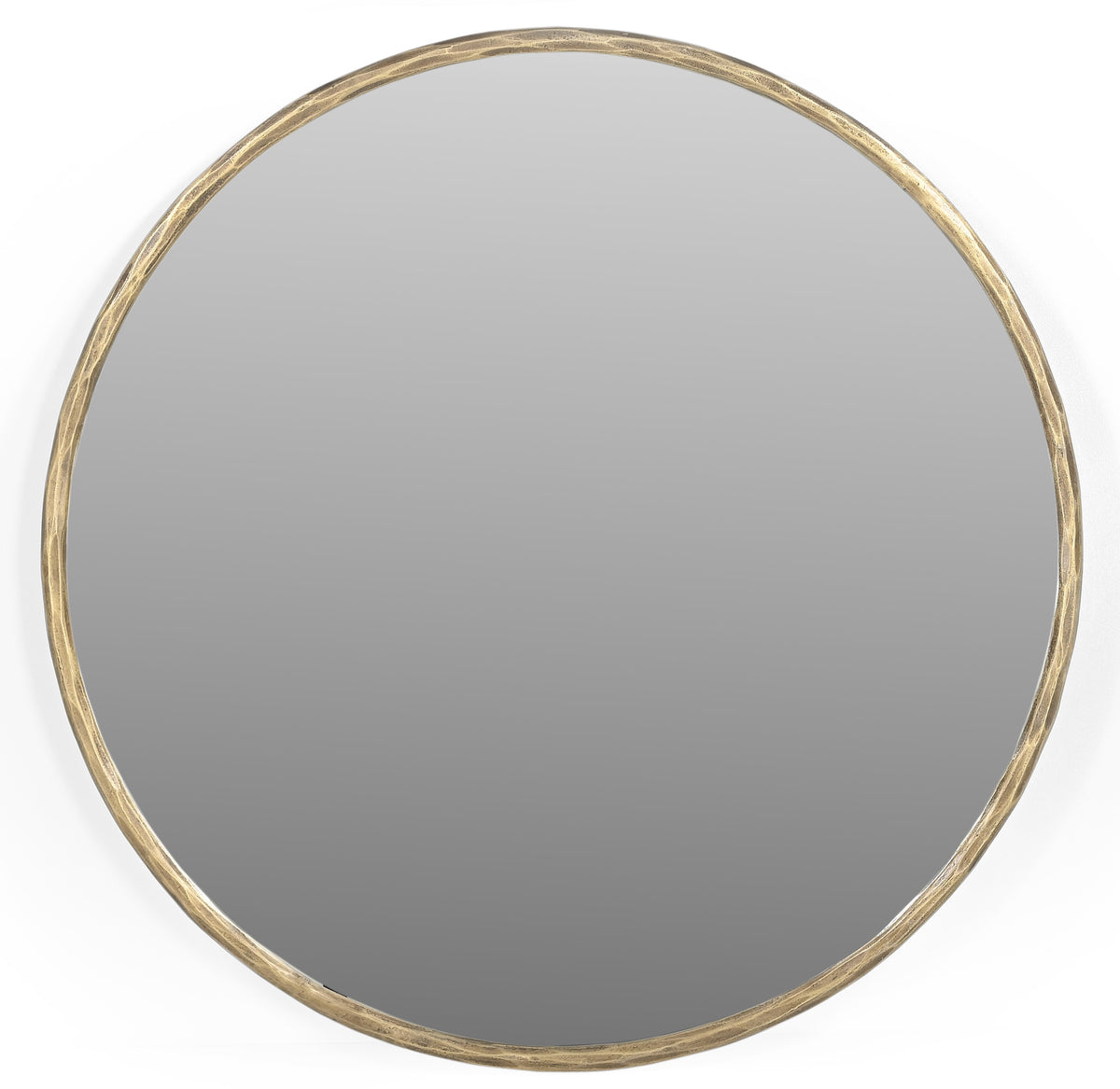 24" Antiqued Brass Iron Round Framed Accent Mirror