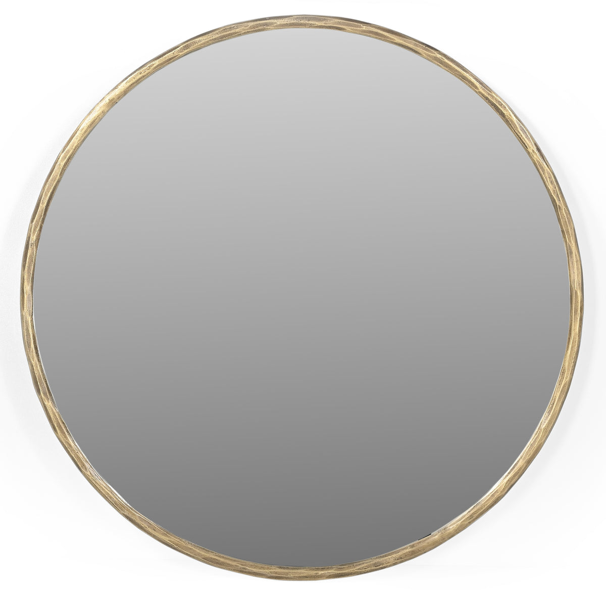 24" Antiqued Brass Iron Round Framed Accent Mirror