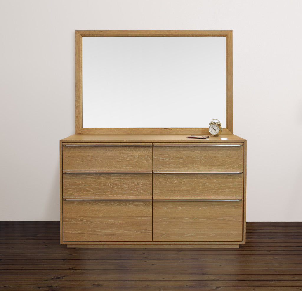 40" Natural Solid Wood Framed Mounted Accent Mirror