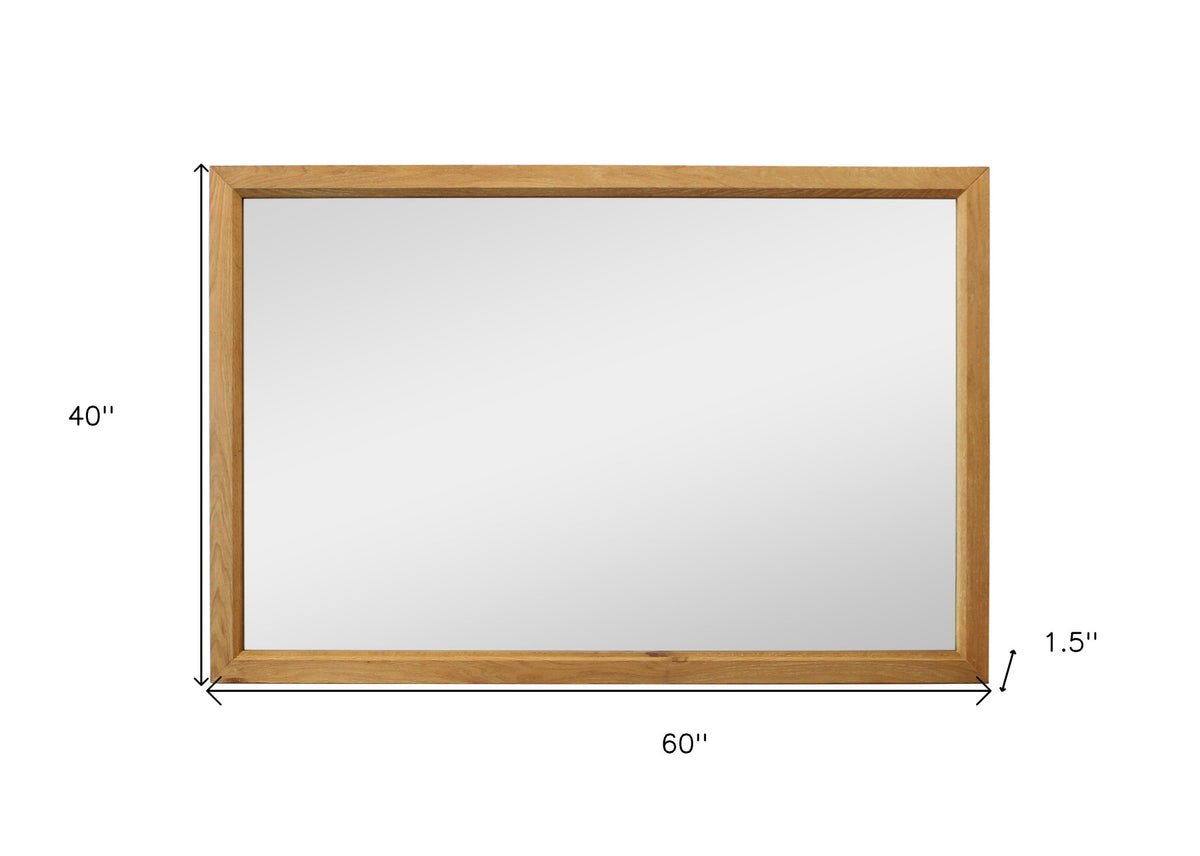 40" Natural Solid Wood Framed Mounted Accent Mirror