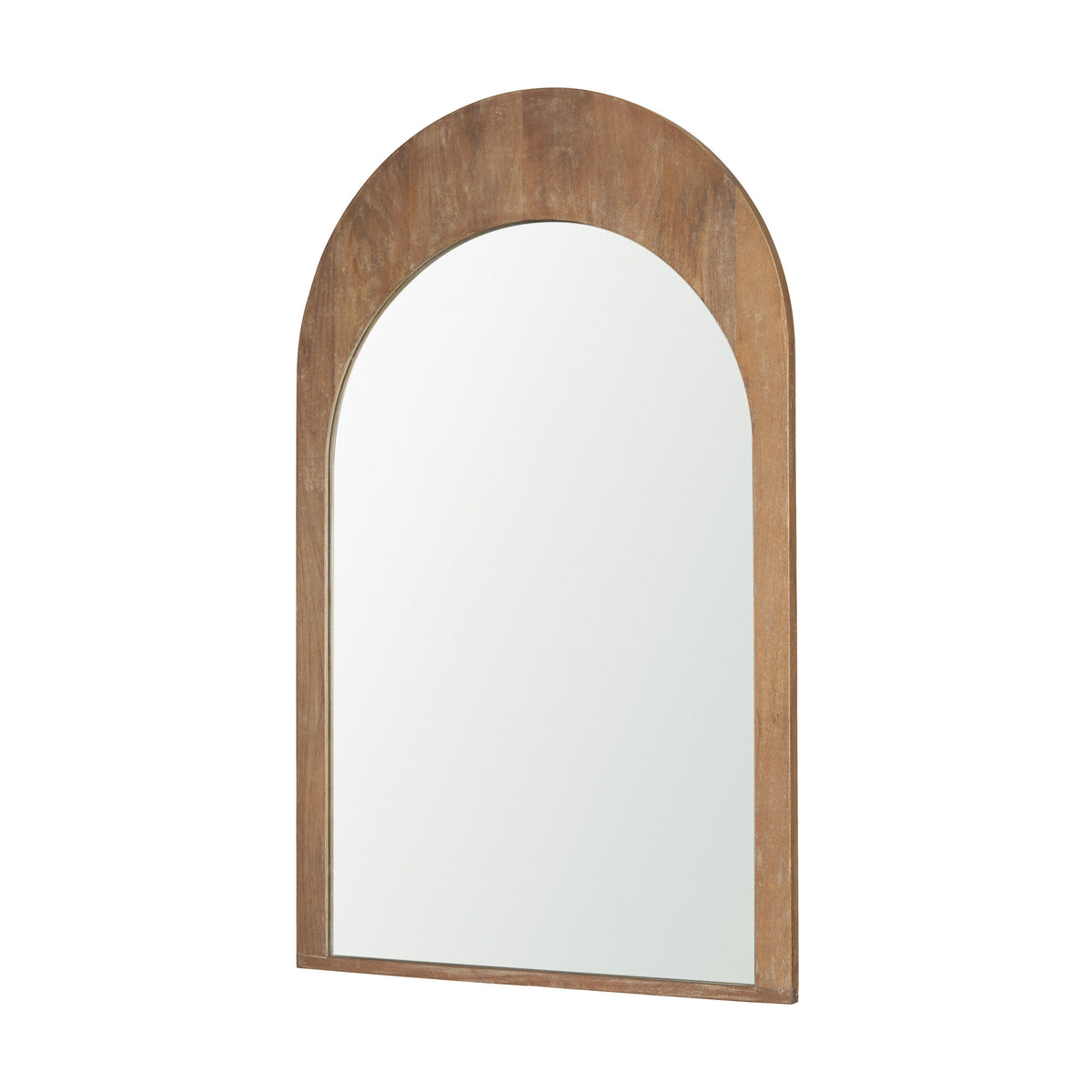 48" Light Brown Solid Wood Arch Framed Accent Mirror