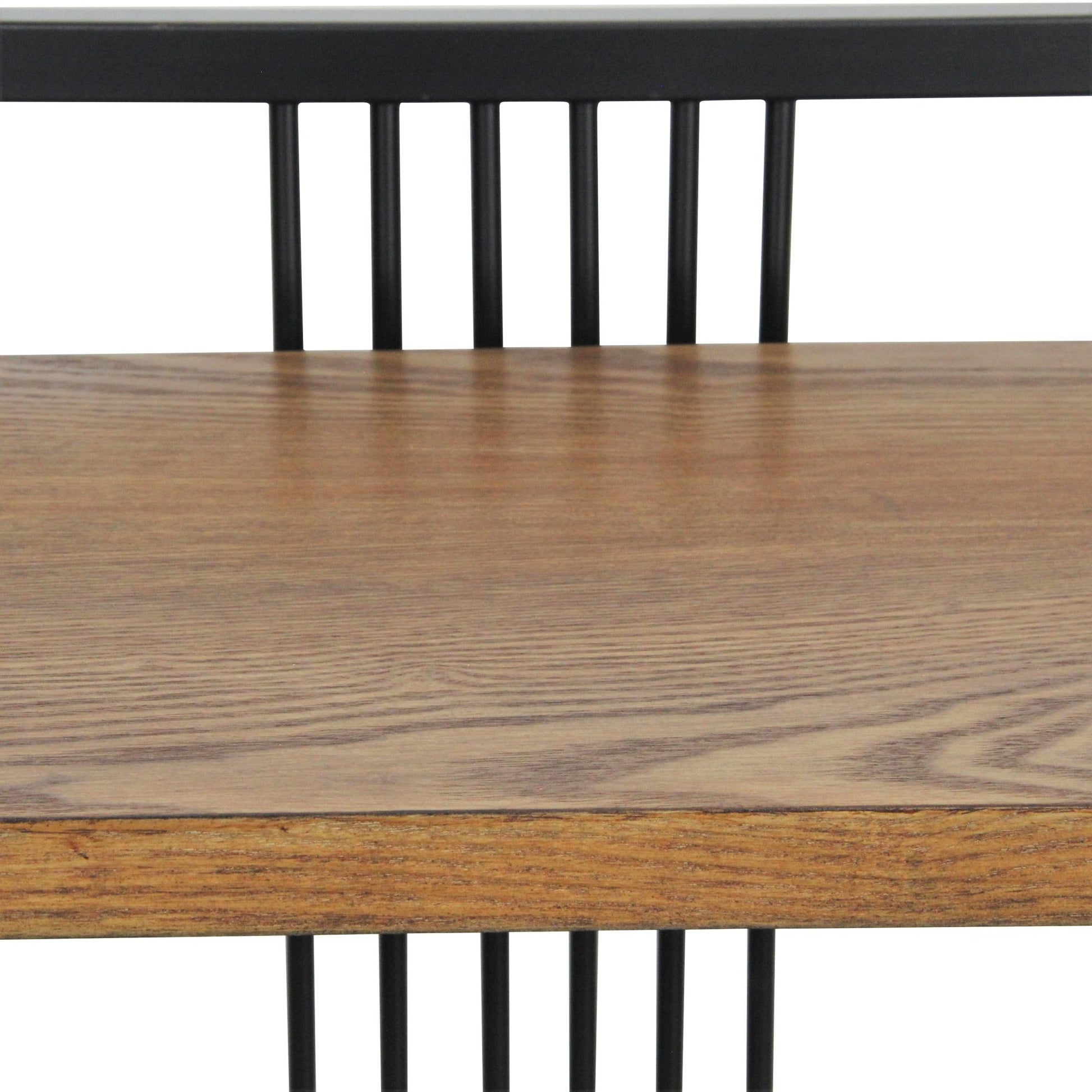 47" Brown Distressed Metal and Wood Four Tier Etagere Bookcase